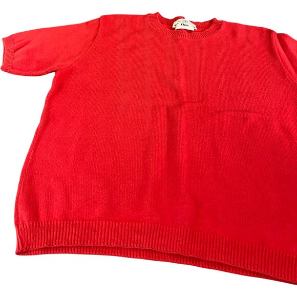 VINTAGE Orvis Short Sleeve Sweater Women's Large Red Cotton USA - Picture 3 of 5